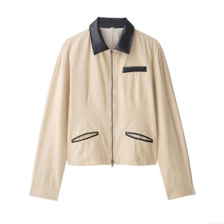 Women's Fashion Patchwork Contrast Color Zip Up Jacket Khaki Faux Leather Collar Lapel Long Sleeve Slim Fit Outwear Coat For Women Spring Autumn Casual Elegant Streetwear