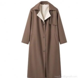 Women Elegant Double Sided Polyester Woolen Long Coat Contrast Lapel Single Breasted Overcoat Loose Warm Casual Outerwear For Autumn Winter