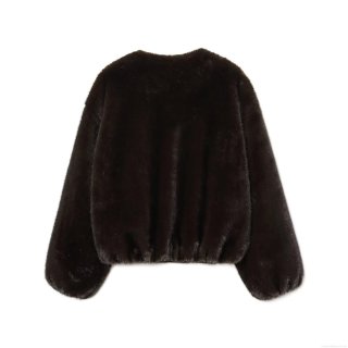 Women's Luxury Faux Mink Fur Jacket Warm Winter Cropped Coat With Zipper Closure Crew Neck Short Outerwear For Elegant Ladies Coffee Brown