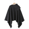 Women's Knitted Poncho Shawl Asymmetric Collar Sleeveless Cape Coat Solid Color Casual Elegant Fashion Outerwear Fall Winter Warm Wrap Top