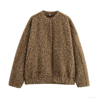 Women's Faux Fur Short Jacket Solid Round Neck Long Sleeve Plush Outerwear Elegant Casual Zipper Coat For Women