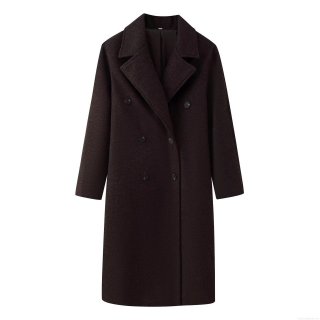 Women Fashion Long Woolen Blend Coat Double-breasted Notch Lapel Warm Overcoat Winter Autumn Elegant Outerwear Jacket For Women Lady