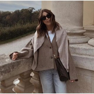 Women's Loose Double Breasted Woolen Jacket Autumn Winter Casual Long Sleeve Cardigan Coat With Pockets Solid Color Soft Comfortable Outerwear