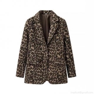 Women Street Fashion Leopard Print Blazer Jacket Single Breasted Long Sleeve Lapel Suit Outerwear With Pockets For Autumn Female Elegance Casual Office