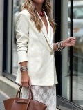 Elegant Women's Blazer Jacket 100% Polyester Single Button Notch Lapel Long Sleeve Solid Color Office Commuter Casual Daily Outerwear Coat Chic Ladies Top