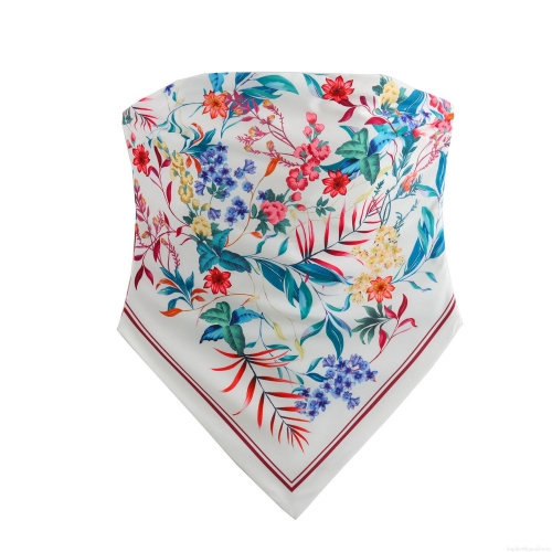 Women's Two Piece Set Floral Print Tube Top And Wide Leg Pants Vacation Style Summer Beach Outfits Polyester Matching Sets For Women