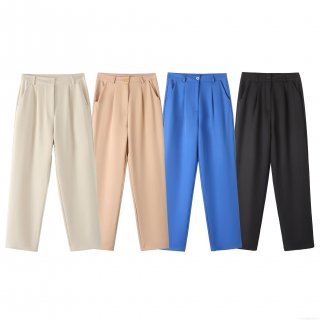 Women's Casual Blazer Jacket and High Waist Straight Leg Pants Set Solid Color Polyester Blend Office Business Suit Two Piece Outfits for Women