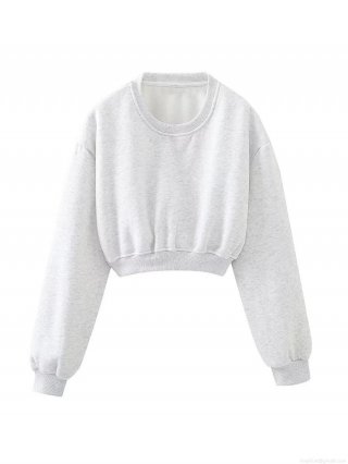 Women's Casual Solid Color 2 Piece Sweatshirt Set Long Sleeve Cropped Round Neck Pullover And Drawstring Jogger Sweatpants Loungewear Outfits For Fall Spring