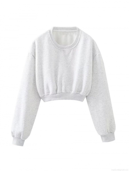 Women's Casual Solid Color 2 Piece Sweatshirt Set Long Sleeve Cropped Round Neck Pullover And Drawstring Jogger Sweatpants Loungewear Outfits For Fall Spring