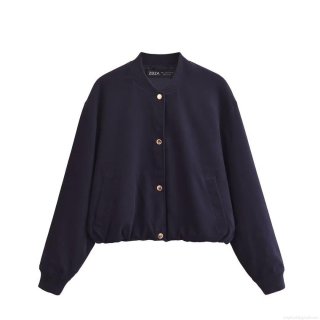 Women's Casual 2-Piece Outfit Solid Color Polyester Pilot Jacket And High Waist Wide Leg Pants Set Streetwear Long Sleeve Button Jacket Trousers For Women