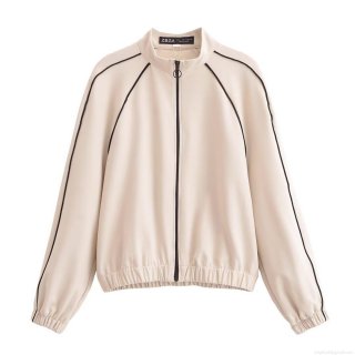 Women's Casual 2 Piece Set Color Block Stand Collar Jacket and Wide Leg Pants Polyester Contrast Striped Long Sleeve Zipper Outerwear Loose Trousers Streetwear Outfits for Women