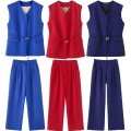 Women's 2 Piece Business Casual Outfits Polyester Sleeveless V-Neck Vest With Belt High Waisted Wide Leg Pants Office Lady Street Style Set