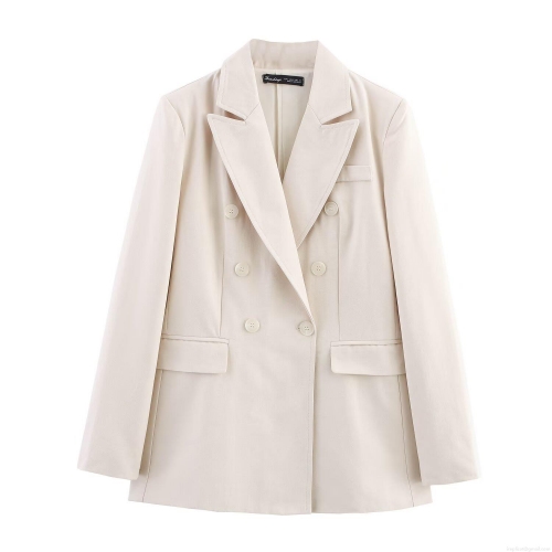 Women's 2 Piece Blazer Pants Set Elegant Double Breasted Lapel Suit Jacket And Straight Wide Leg Pants Professional Office Lady Chic Outfit