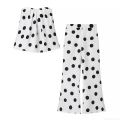 Women's Summer Polka Dot Two Piece Set Strapless Tube Top And Wide Leg Long Pants Polyester Casual Streetwear Suit For Vacation Beach Party Women