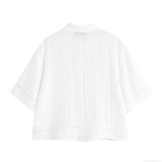 Women's Casual 2-Piece Pant Set Crinkled Texture Short Sleeve Shirt With Lace Trim And Wide Leg Elastic Waist Pants Solid White Summer Streetwear Outfit