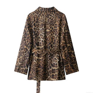 Women Fashion Leopard Print Blazer and Pants 2-Piece Set Streetwear Long Sleeve Suit With Belt Casual Co-ords Outfits For Women