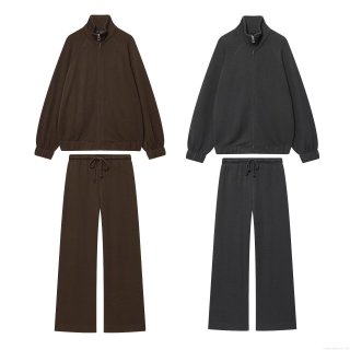 Women's 2025 Autumn European Streetwear Stand Collar Zipper Hoodie Jacket And Wide Leg Pants Two Piece Casual Sportswear Set Outfits