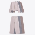 Women's 2-Piece Knit Set Cardigan And Wide Leg Pants Outfits V-Neck Gold Button Long Sleeve Polyester Sweaters High Waist Trousers Casual Loungewear Set