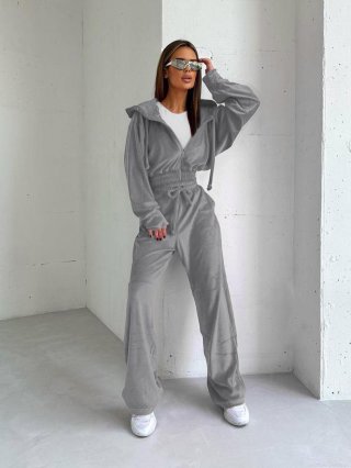 Women's Velour Two-Piece Tracksuit Set Hooded Zip-Up Cropped Hoodie and High Waisted Wide Leg Pants Velvet Casual Sporty Lounge Set
