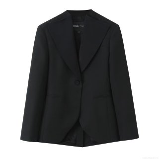 Elegant Women 2-Piece Suit Set Asymmetrical Hem Single Button Blazer And High Waist Wide Leg Trousers Business Casual Office Lady Outfits Solid Black Professional Clothing