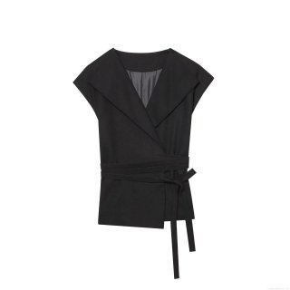 Women's 2-Piece Linen Blend Set Sleeveless Wrap Vest Top And Wide Leg Pants Suit Summer Casual Commuting Office Outfit Solid Color Breathable Fashion Set