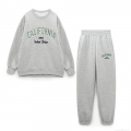Women American Vintage California 1993 Letter Embroidery Sweatshirt And Sweatpants Set Long Sleeve Round Neck Fleece Lined Casual Two Piece Jogger Suit