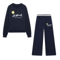 Women's St. Moritz Graphic 2 Piece Lounge Set Cotton Blend Long Sleeve Sweatshirt and Wide Leg Sweatpants Set for Casual Streetwear Spring Autumn