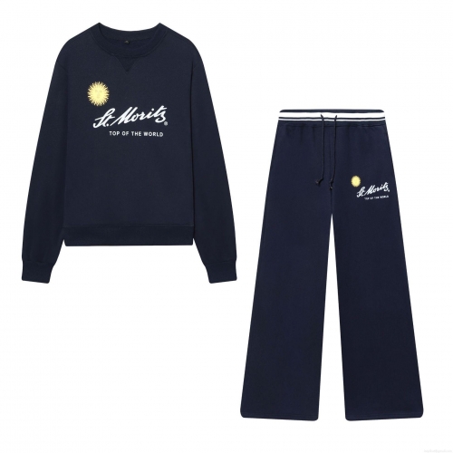Women's St. Moritz Graphic 2 Piece Lounge Set Cotton Blend Long Sleeve Sweatshirt and Wide Leg Sweatpants Set for Casual Streetwear Spring Autumn