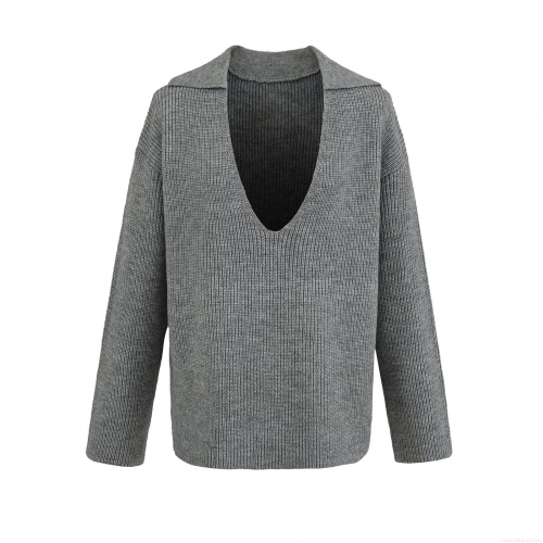 Women's Casual V-Neck Knit Sweater and Shorts 2 Piece Set Long Sleeve Ribbed Pullover and High Waist Knit Shorts Loungewear Streetwear Outfits