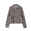 Women's Leopard Print Jacket Wide Leg Pants Mid-Length Skirt Set Streetwear Polyester Button Down Outerwear High Waist Slit Bottoms Animal Print Outfit