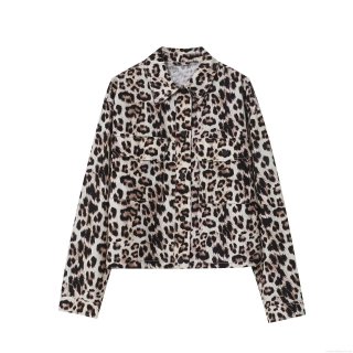 Women's Leopard Print Jacket Wide Leg Pants Mid-Length Skirt Set Streetwear Polyester Button Down Outerwear High Waist Slit Bottoms Animal Print Outfit