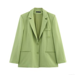 Women's Casual Light Green Blazer and Wide Leg Trousers Set Office Lady Solid Color Polyester Lapel Suit Streetwear Two Piece Outfits