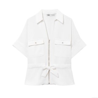 Women's 2 Piece Safari Style Pant Set Short Sleeve Zipper Shirt Top And High Waist Wide Leg Long Pants With Belt Casual Solid Color Polyester Streetwear Summer Outfit