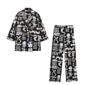 Women's Two Piece Set Abstract Geometric Print Blazer and Straight Leg Pants Casual Suit Long Sleeve Jacket High Waist Trousers Polyester Outfits