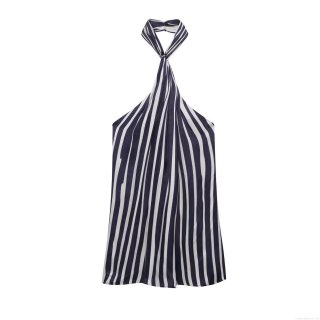 Women's Two Piece Set Striped Halter Neck Sleeveless Top and Wide Leg Pants Outfit Polyester Blend Casual Vacation Streetwear Style For Women