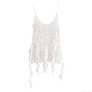 Women's Two Piece Set Lace Pleated Ruffle Camisole Top And High Waist Wide Leg Pants Casual Summer Streetwear Outfit For Women