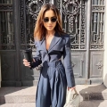 Women's 100% Polyester Two Piece Pants Set Sexy Cutout Waist Short Blazer Top With High Waist Wide Leg Trousers Street Fashion Party Streetwear Suits For Women