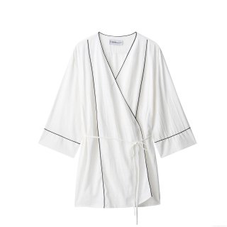 Women's 2 Piece Loungewear Set 100% Polyester Piping Trim Kimono Wrap Top And Wide Leg Pants Casual Home Wear Streetwear Set