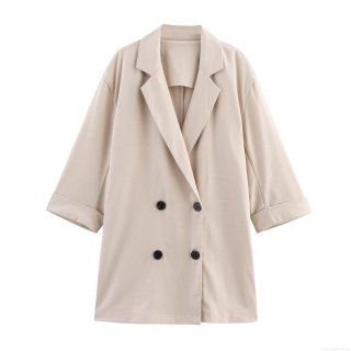 Women's Double Breasted Blazer And Wide Leg Pants Set Solid Color Linen-Look Polyester Blend 2 Piece Outfits For Office Streetwear Casual Suits