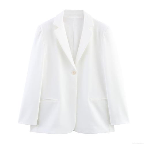 Women's Elegant Linen Blend Blazer and Trousers 2 Piece Set Solid White Long Sleeve Single Button Jacket High Waist Wide Leg Pants Business Casual Office Suit