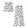 Women's Sexy Two Piece Polka Dot Print Set Bandeau Crop Top And High Waisted Wide Leg Pants Casual Summer Beach Vacation Streetwear Outfits