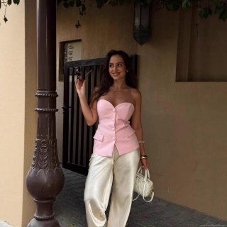 Women's Two Piece Outfits Solid Color Polyester Corset Style Sleeveless Crop Top and High Waist Wide Leg Long Pants Set Sexy Streetwear Party Suit