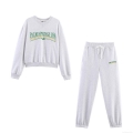 Women's Casual Cotton Blend Sweatshirt And Joggers Set Palm Springs Letter Print Long Sleeve Pullover Round Neck Sweatpants Two-Piece Outfit For Fall Winter Streetwear
