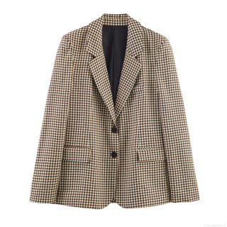 Women's Plaid Blazer and Wide Leg Pants Set Casual Double Breasted Checked Two Piece Suit Outfit for Office Streetwear Autumn Daily