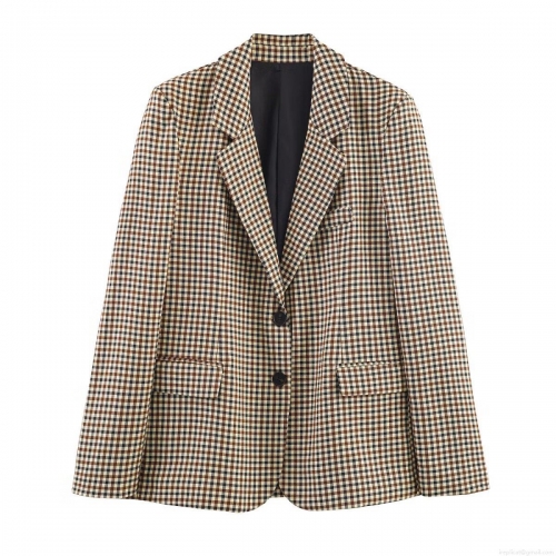 Women's Plaid Blazer and Wide Leg Pants Set Casual Double Breasted Checked Two Piece Suit Outfit for Office Streetwear Autumn Daily