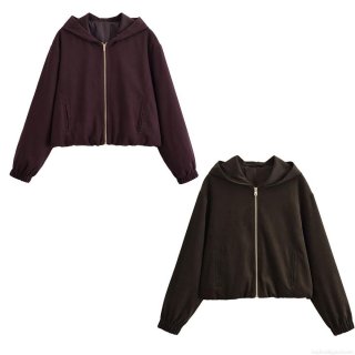 Women's Two Piece Set Hooded Zipper Jacket And Wide Leg Pants 100% Polyester Solid Color Casual Tracksuit For Outdoor Daily Streetwear