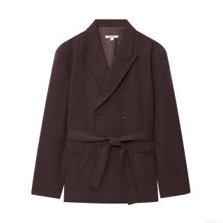 Women's Double-Breasted Blazer And Straight Leg Trousers Two-Piece Suit Set Polyester Twill Tied Waist Office Commuter Streetwear Professional Outfit