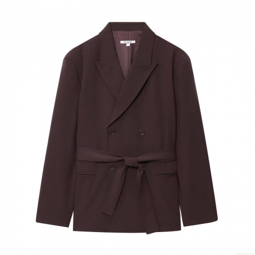 Women's Double-Breasted Blazer And Straight Leg Trousers Two-Piece Suit Set Polyester Twill Tied Waist Office Commuter Streetwear Professional Outfit