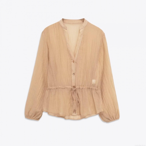 Women's Elegant Pleated Shirt and Wide Leg Pants 2 Piece Set Lightweight Polyester V Neck Button Down Top High Waist Drawstring Trousers Casual Holiday Streetwear Outfits For Women