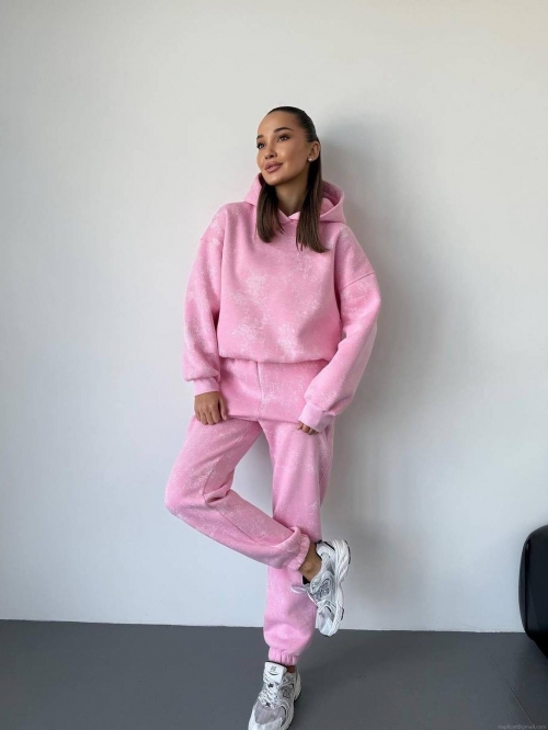 Women's Two Piece Hoodie Set 100% Cotton Acid Wash Hooded Sweatshirt And Straight Sweatpants Streetwear Casual Tracksuit Outfit